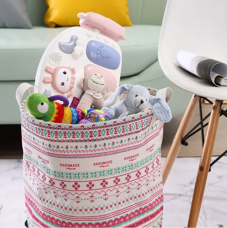 Folding Cotton Fabric Waterproof Laundry Basket