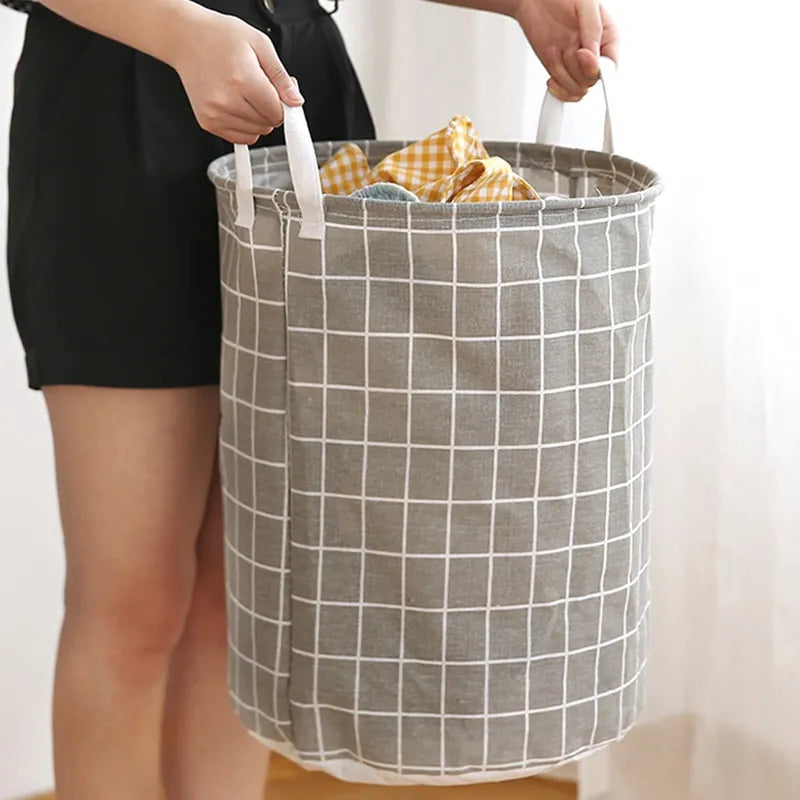 Folding Cotton Fabric Waterproof Laundry Basket