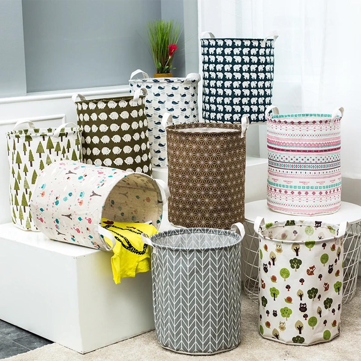 Folding Cotton Fabric Waterproof Laundry Basket