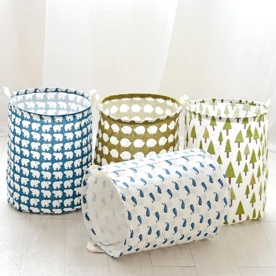 Folding Cotton Fabric Waterproof Laundry Basket